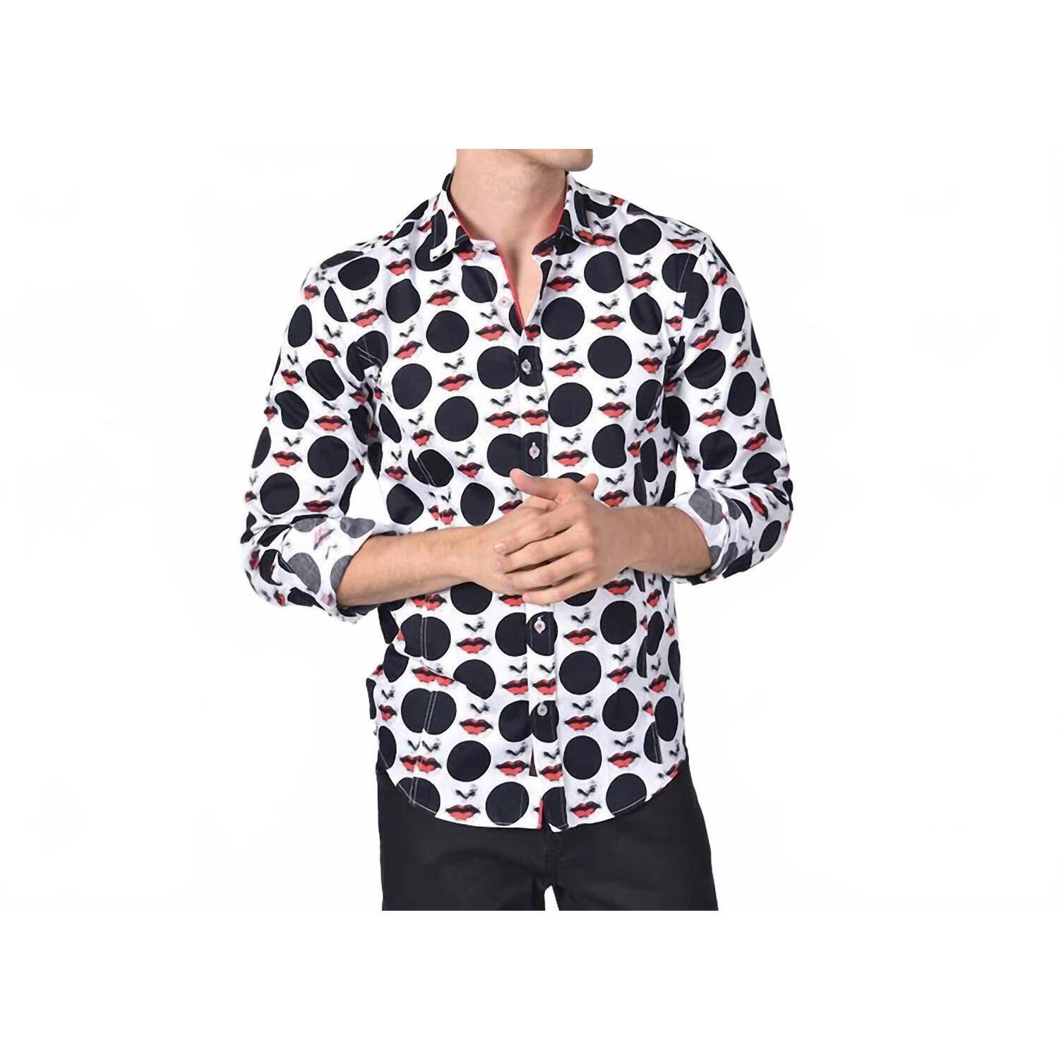 New Eight X Lips & Dots Button Down Shirt In White
